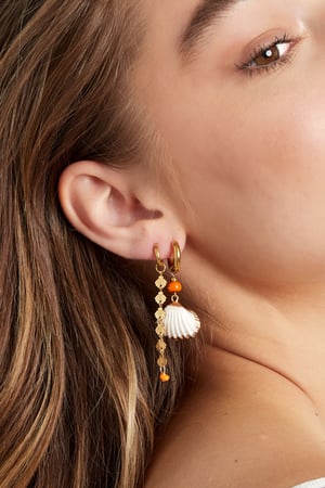 Ohrringe Muschel mit Perle – goldfarbener Edelstahl h5 Bild3